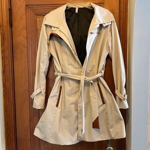 Yellowcake Classic Trench, Khaki Tan with Brown Cognac Leather, Extra Large